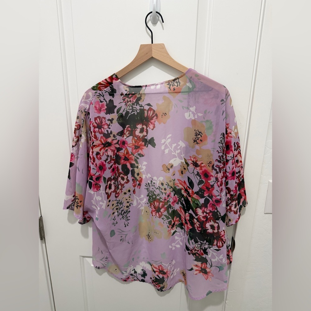Purple Floral Kimono - Picture 3 of 3